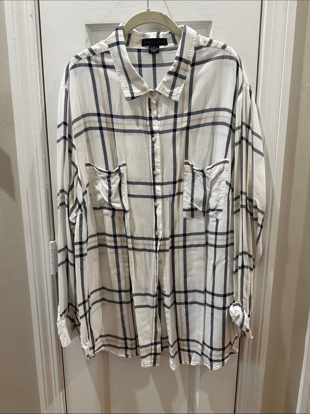 Sanctuary Cream Plaid Button-Front Shirt